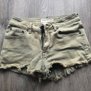 High waisted bullhead denim green shorts size 3